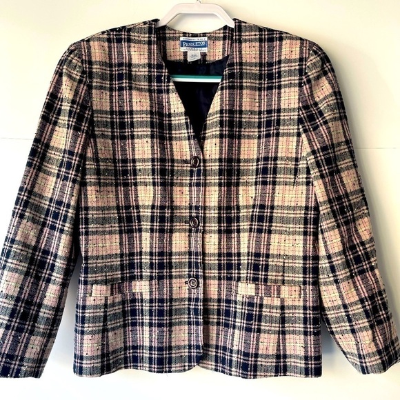 Pendleton Women's Plus Size Plaid Blazer Jacket Coat Wool Jacket, Sz 16 - Picture 1 of 12